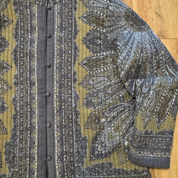 Blair Paisley Reversible Jacket Womens L Gray and Gold Quilted Coat - Picture 4 of 10